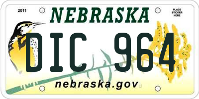 NE license plate DIC964