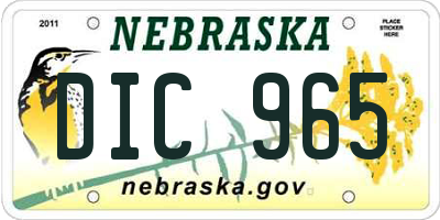 NE license plate DIC965
