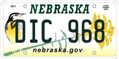 NE license plate DIC968