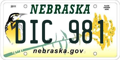 NE license plate DIC981