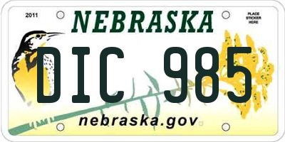 NE license plate DIC985