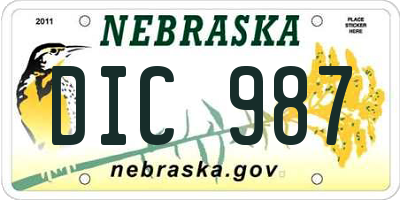 NE license plate DIC987