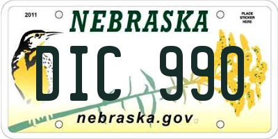 NE license plate DIC990