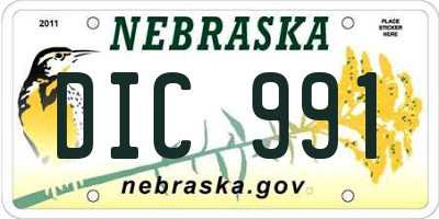 NE license plate DIC991