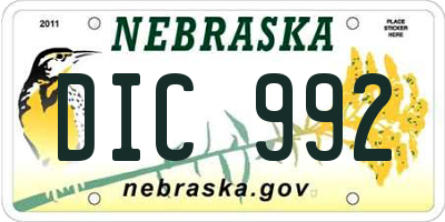 NE license plate DIC992
