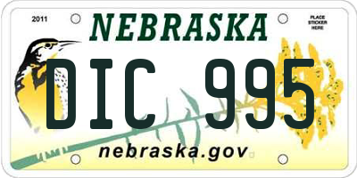 NE license plate DIC995