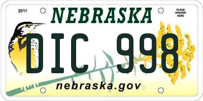 NE license plate DIC998