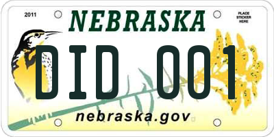 NE license plate DID001