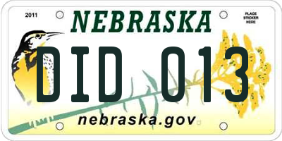 NE license plate DID013
