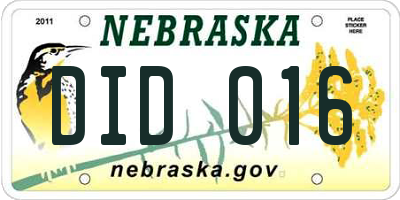 NE license plate DID016