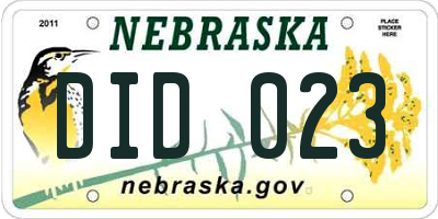 NE license plate DID023