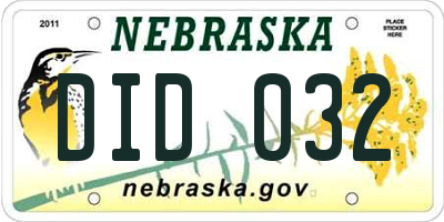 NE license plate DID032