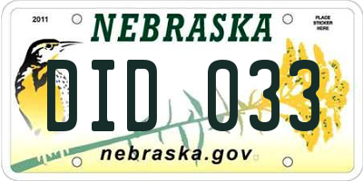 NE license plate DID033