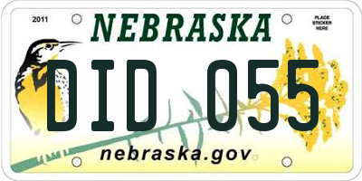 NE license plate DID055