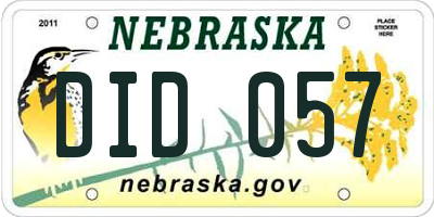 NE license plate DID057