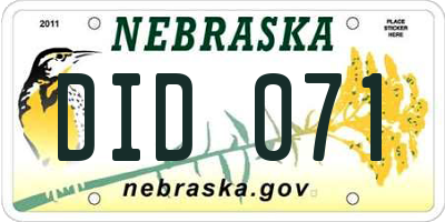 NE license plate DID071
