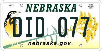 NE license plate DID077
