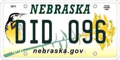 NE license plate DID096