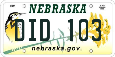 NE license plate DID103