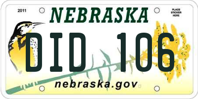NE license plate DID106