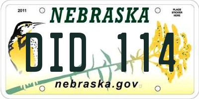 NE license plate DID114