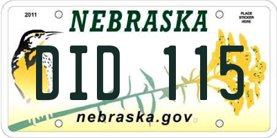 NE license plate DID115