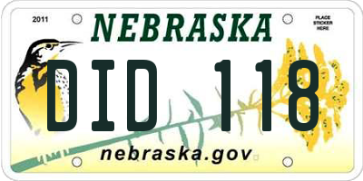 NE license plate DID118