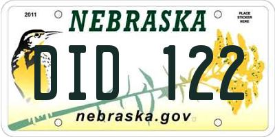 NE license plate DID122