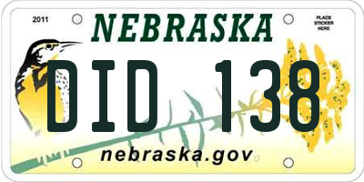 NE license plate DID138