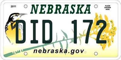 NE license plate DID172