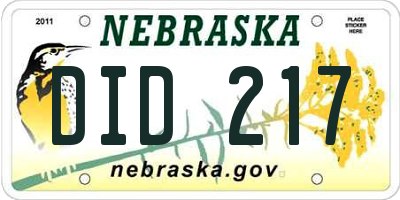 NE license plate DID217