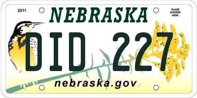 NE license plate DID227
