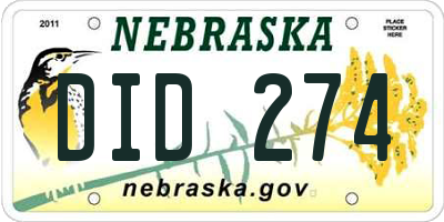 NE license plate DID274