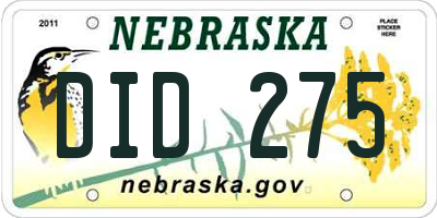 NE license plate DID275