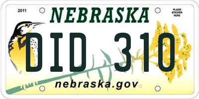 NE license plate DID310