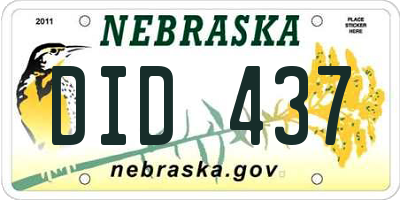 NE license plate DID437
