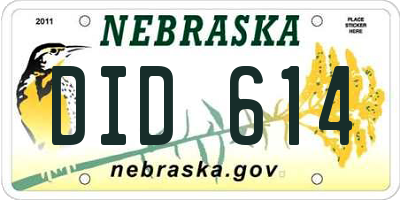NE license plate DID614