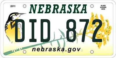 NE license plate DID872