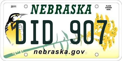 NE license plate DID907