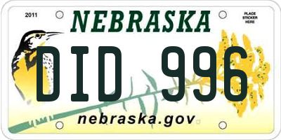 NE license plate DID996
