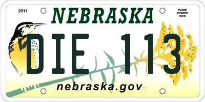 NE license plate DIE113