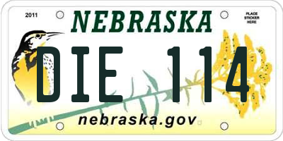 NE license plate DIE114