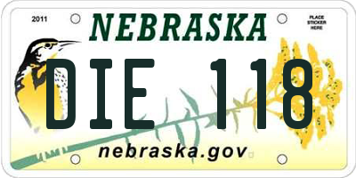 NE license plate DIE118