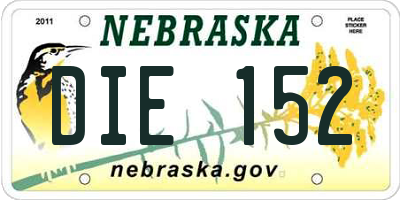 NE license plate DIE152