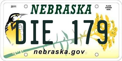 NE license plate DIE179
