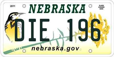 NE license plate DIE196
