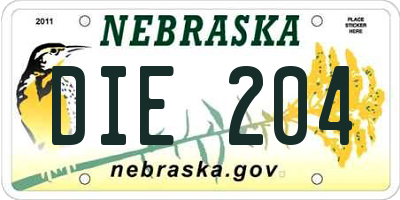 NE license plate DIE204