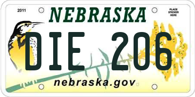 NE license plate DIE206
