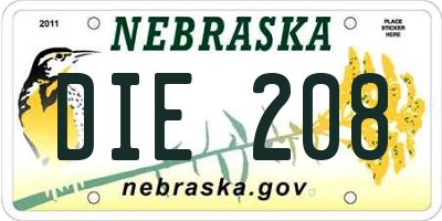 NE license plate DIE208