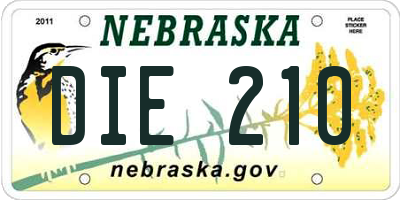 NE license plate DIE210